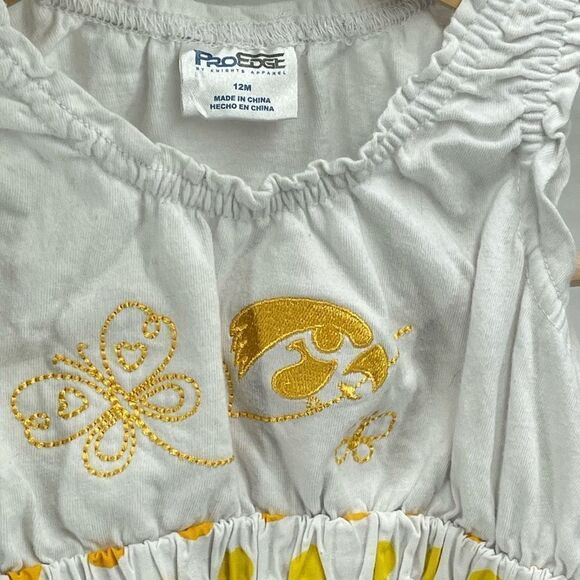 ProEdge By Knights Apparel Baby Iowa Hawkeyes Dress Elastic Waist Yellow 12M - Picture 7 of 7